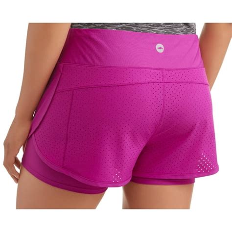 Avia Womens Active Perforated Running Shorts With Built In Compression Shorts