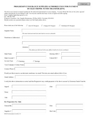 Progressive insurance is an option that offers home, auto and life progressive insurance provides auto insurance options for customers. Electronic Transfer Form From Progressive - Fill Online, Printable, Fillable, Blank | PDFfiller