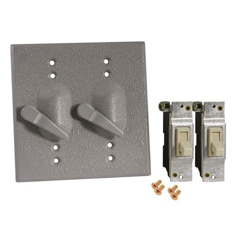 2 Gang Weatherproof Cover 2 Toggle Single Pole 125v 15a Switches Included Gray 5124 0