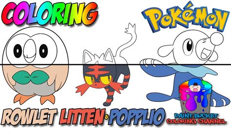 Coloring pages of most popular pokemons in excellent quality. Rowlet, Litten and Popplio Coloring Pages - Pokemon Sun ...
