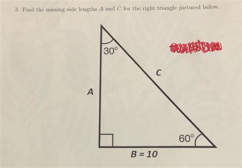 [Solved] 3. Find the missing side lengths A and C for the right