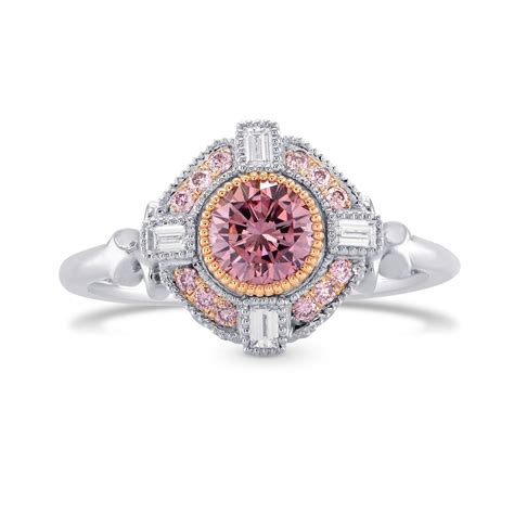 Fancy Intense Purplish Pink Round Diamond Engagement Ring Sku 282524