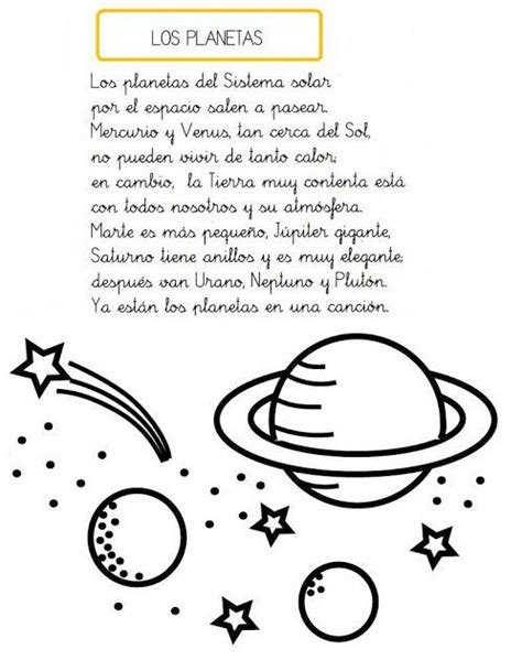 Poema del sistema solar El universo para niños Planetas Poesía para
