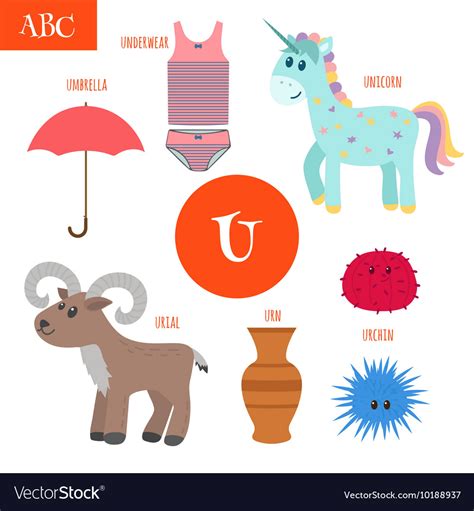 Letter U Cartoon Alphabet For Children Unicorn Vector Image