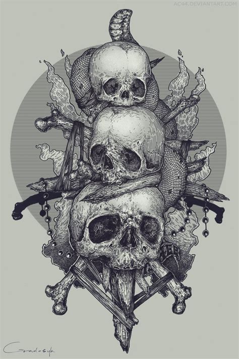 Skulls By Ac44 On Deviantart Skull Skulls Drawing Skull Art