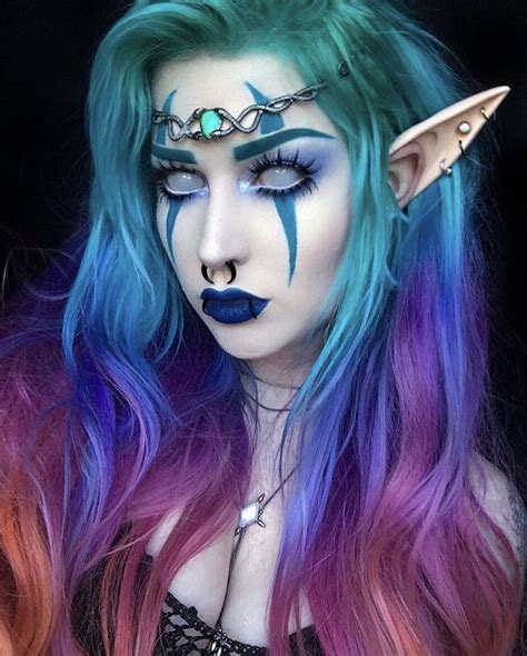 Riahboflavin Dark Elf Goth Mermaid Hair Cosplay Costume Elf Cosplay