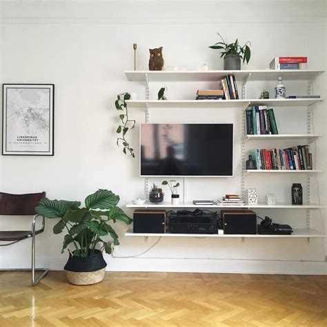Living Room Multi Media Set Up With Shelving System From Instagram User