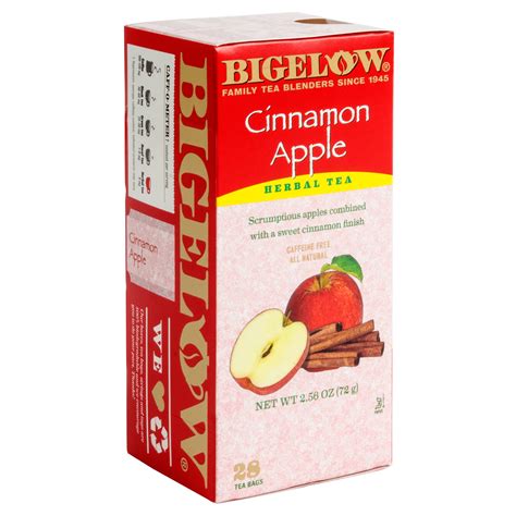 bigelow cinnamon apple herbal tea bags 28 box