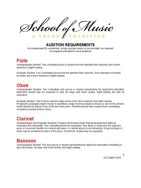 Audition Requirements Pdf Orchestras Concerto