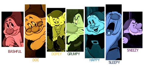 Bashful Doc Dopey Grumpy Happy Sleepy Sneezy Disney Pinterest