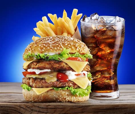 Hamburger Potato Fries Cola Drink Stock Photo Image Of Dinner