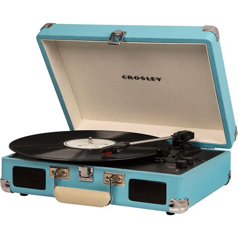 Crosley Cruiser Deluxe Portable Turntable Vinyl Record Player With Built In Speaker Turquoise