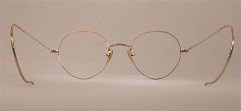 optometrist attic shuron gold john lennon style wire rim vintage eyeglasses