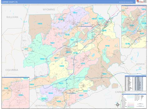 Luzerne County, PA Wall Map Color Cast Style by MarketMAPS - MapSales.com