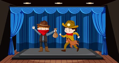 students-perform-drama-on-stage-614045-vector-art-at-vecteezy