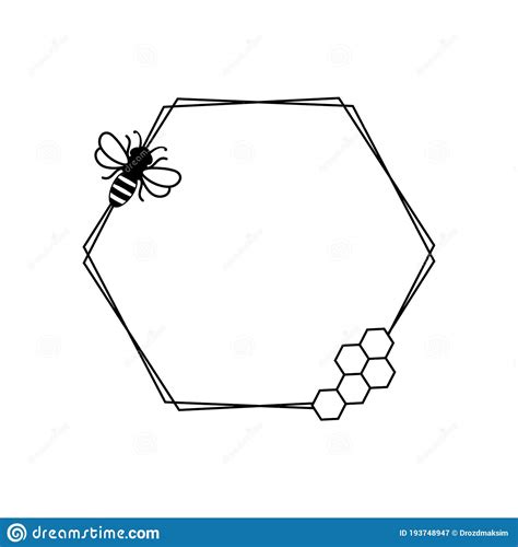 Honey Bee Frame Vector Hexagon Frame Vector Stock Vector