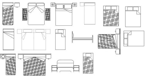 Drawings Of Bed 2d View Furniture Cad Block Dwg Autocad