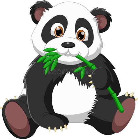 Cartoon Panda Eating Bamboo Stock Illustrations 850 Cartoon Panda