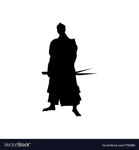 Samurai Silhouette Black Royalty Free Vector Image