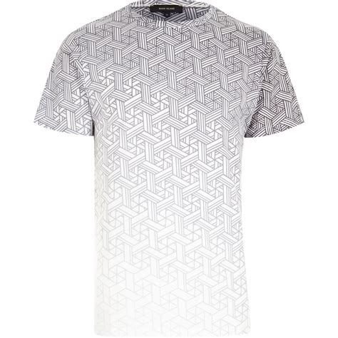 Shop for grey t shirt online at target. River Island Cotton Grey Faded Geometric Pattern T-shirt ...