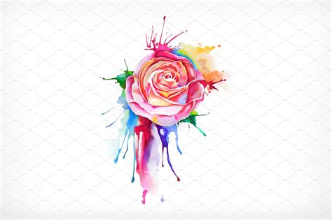 Watercolor Rose Flower Vector Icon Icons ~ Creative Market