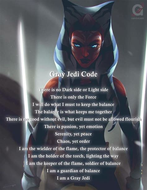 Ahsoka Grey Jedi Code Jedi Code Star Wars Facts Star Wars Images