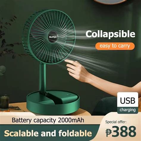 Desk Electric Fan Small Folding Fan With Usb Charging Retractable 3