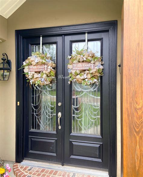 Burlap Wreath For Double Doors Summer Front Door Wreath Summer Door