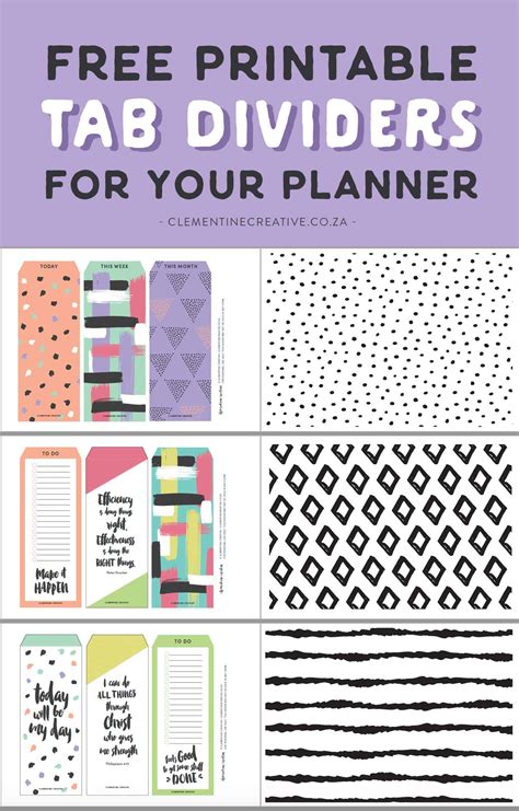 Free Printable Top Tab Dividers For Planners Diaries And Agendas