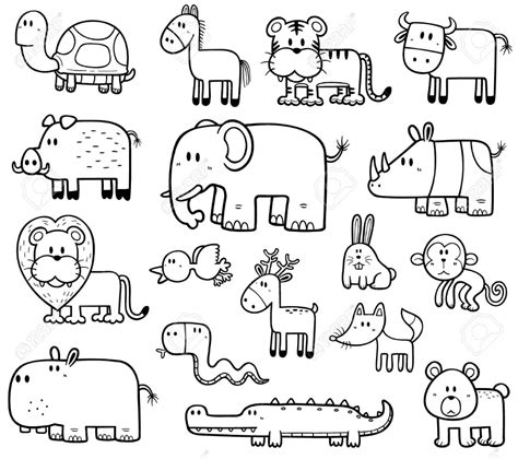 Ilustración vectorial de dibujos animados de animales salvajes set