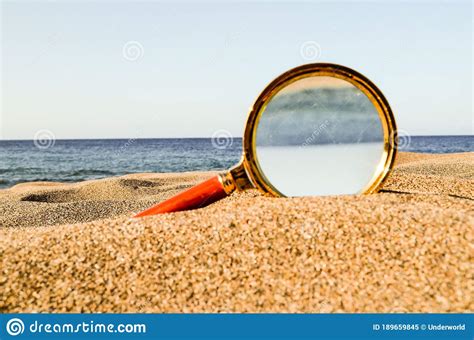 Magnify Glass On The Sand Beach Stock Image Image Of Loupe Relax