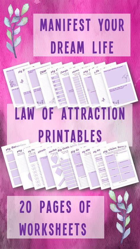 printable law of attraction planner manifestation journal loa printable goal setting mindset