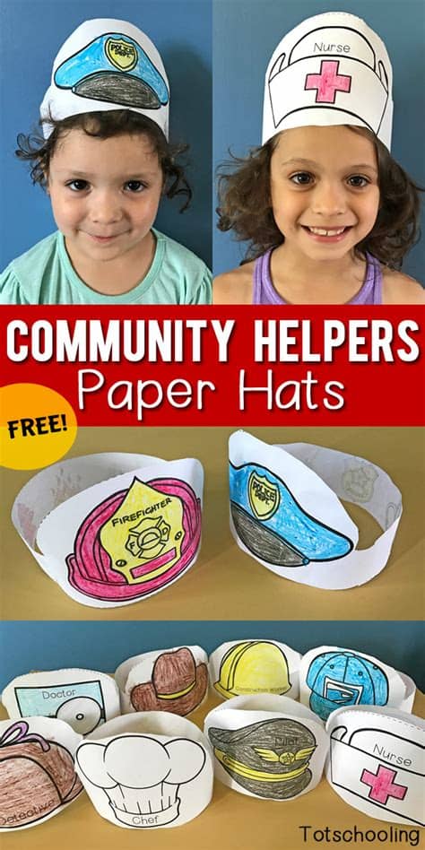 Community Helpers Printable Paper Hats | Totschooling ...
