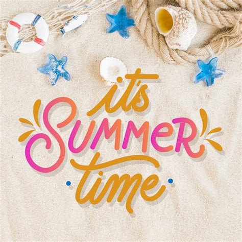 Summer Lettering With Photo Free Vector