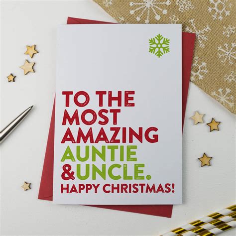 Most Amazing Auntie And Uncle Christmas Card By A Is For Alphabet