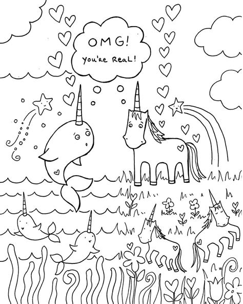 Beautiful unicorn pictures to color. All sizes | Free download: Narwhal unicorn coloring book ...