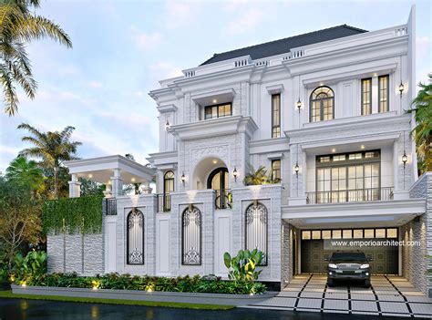Desain Rumah Klasik 3 Lantai Bapak JD Di Jakarta Utara Tampak Depan