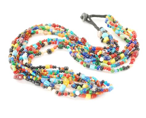 Vintage Necklace Long Hippie Necklace Love Bead Necklace Etsy