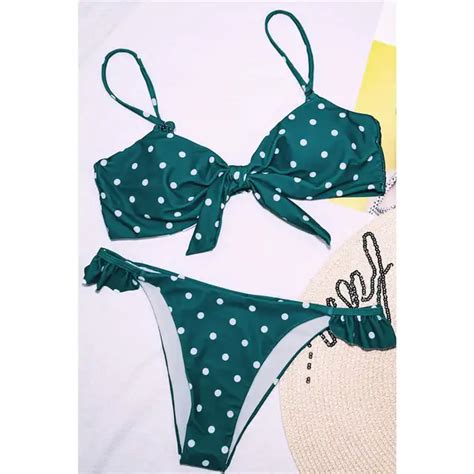 2020 Sexy Blue Bow Polka Dot Bikini Women Swimwear Female Swimsuit Two