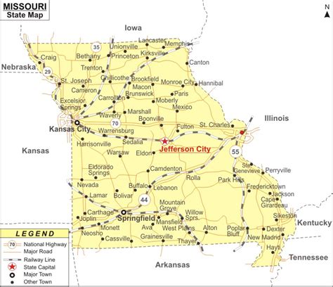 Missouri Map Map Of Missouri State Usa Highways Cities Roads Rivers