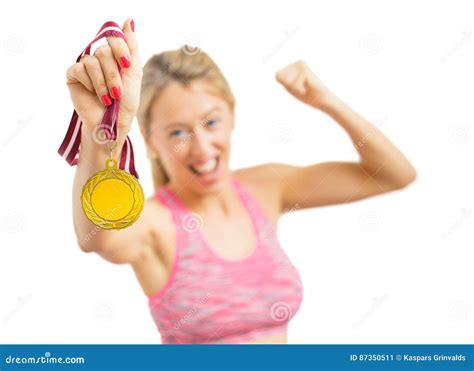 Athlete Wining A Medal Stock Image Image Of Accomplishment