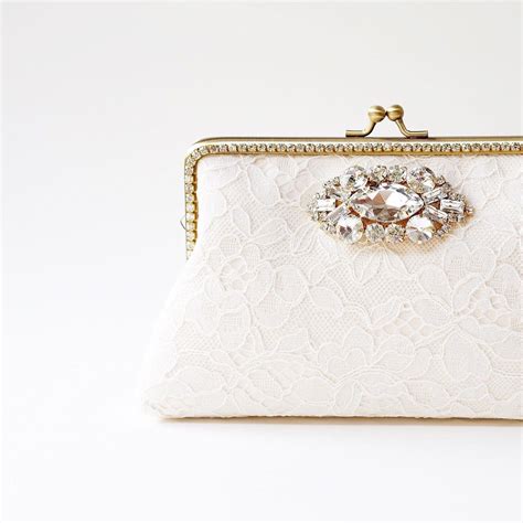 🌿 Ivory Bridal Lace Clutch 🌿 The Inner Lining Can Be Changed To