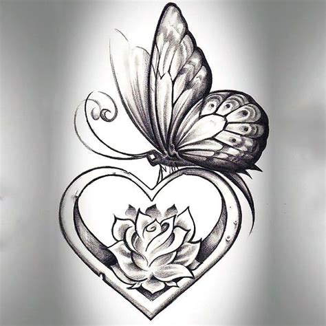 Butterfly With Heart Tattoo Design Rose And Butterfly Tattoo Butterfly Tattoo Designs Tattoos