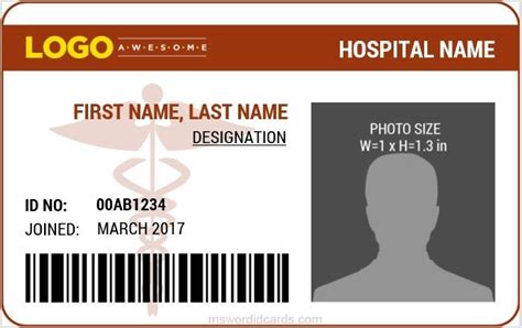 Best Medical Staff Id Card Templates Ms Word Download