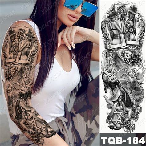 large arm sleeve tattoo midnight leopard beauty girl waterproof temporary tattoo sticker