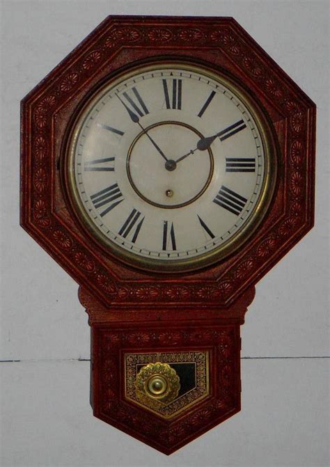 Antique Welch Gentry Octagonal Schoolhouse Wall Clock Regulator