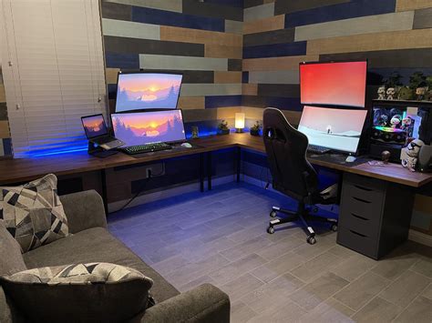 Work Station And Gaming Station Recently Updated Office With Wood Wall