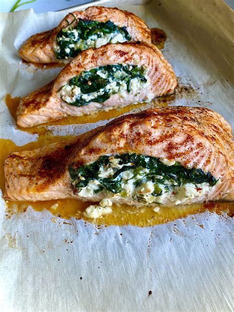 Spinach And Feta Stuffed Salmon Hungry Happens