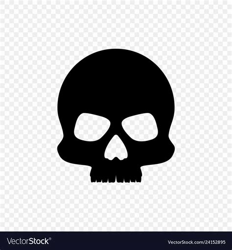Silhouette Black Skull Isolated Background Vector Image