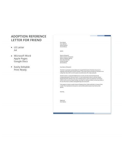 12 Adoption Reference Letter Templates Free Sample Example Format